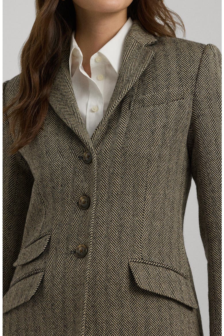 Herringbone Tweed Blazer, Alternate, color, BLACK/ CREAM