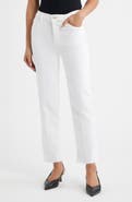 FRAME Le Sleek Raw Hem High Waist Straight Leg Jeans