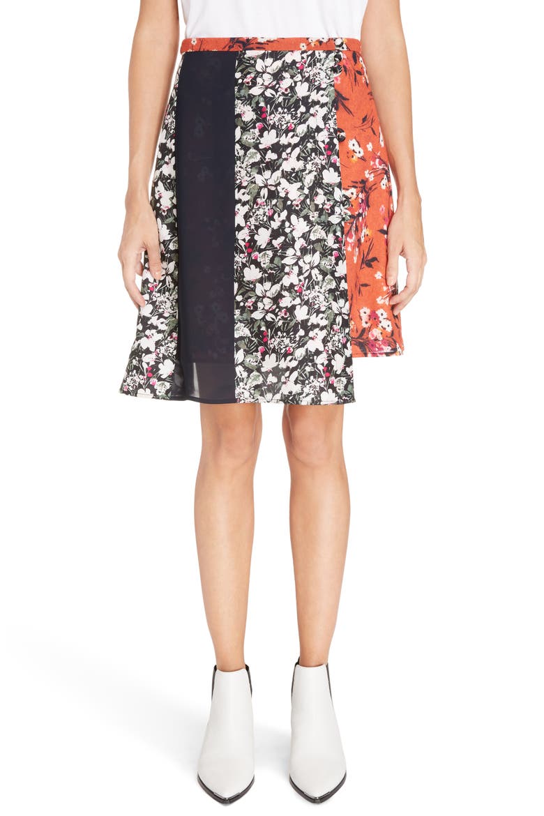 Studios Hanni Print Skirt, Main, color, OFF BLACK/ BLACK/ ORANGE