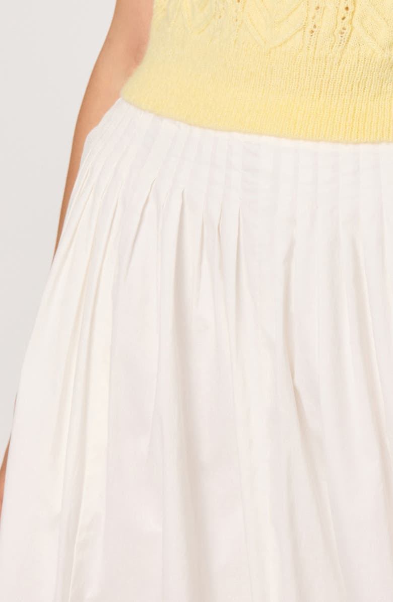 ASTR the Label Sidra Pleated Cotton Midi Skirt, Alternate, color, White