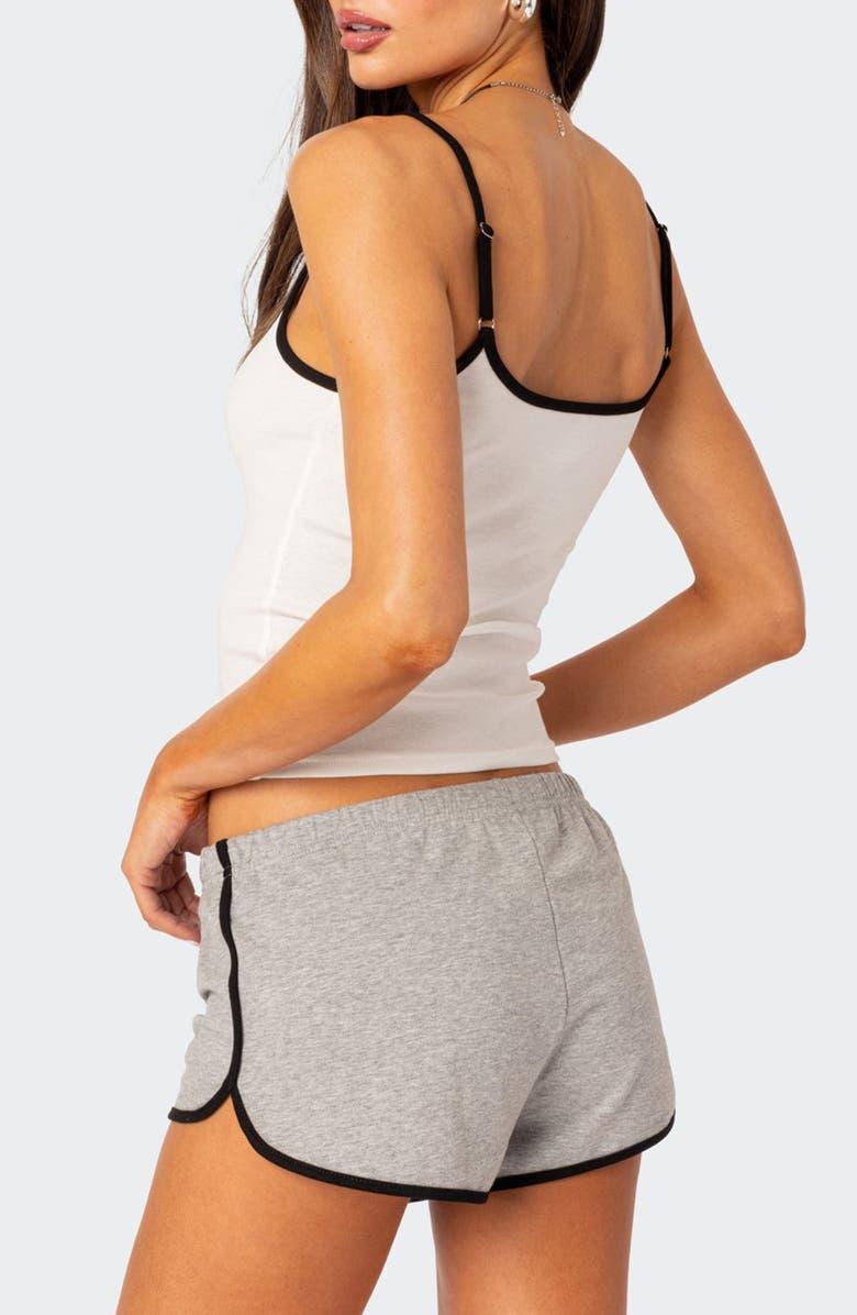 EDIKTED Klara Crop Stretch Cotton Graphic Camisole, Alternate, color, White