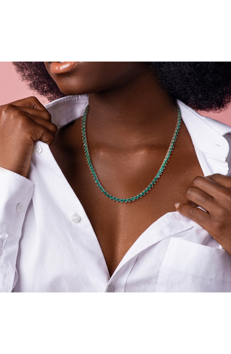 Julianna B. Lab-Created Emerald Heart Tennis Necklace, Alternate, color, Emerald