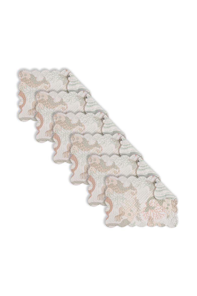 Mystic Echoes 100% Cotton Quilted Set of 6 Placemats 13" x 19", Alternate, color, Pink