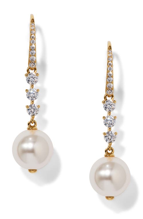 Nadri Cubic Zirconia & Faux Pearl Drop Earrings In Metallic
