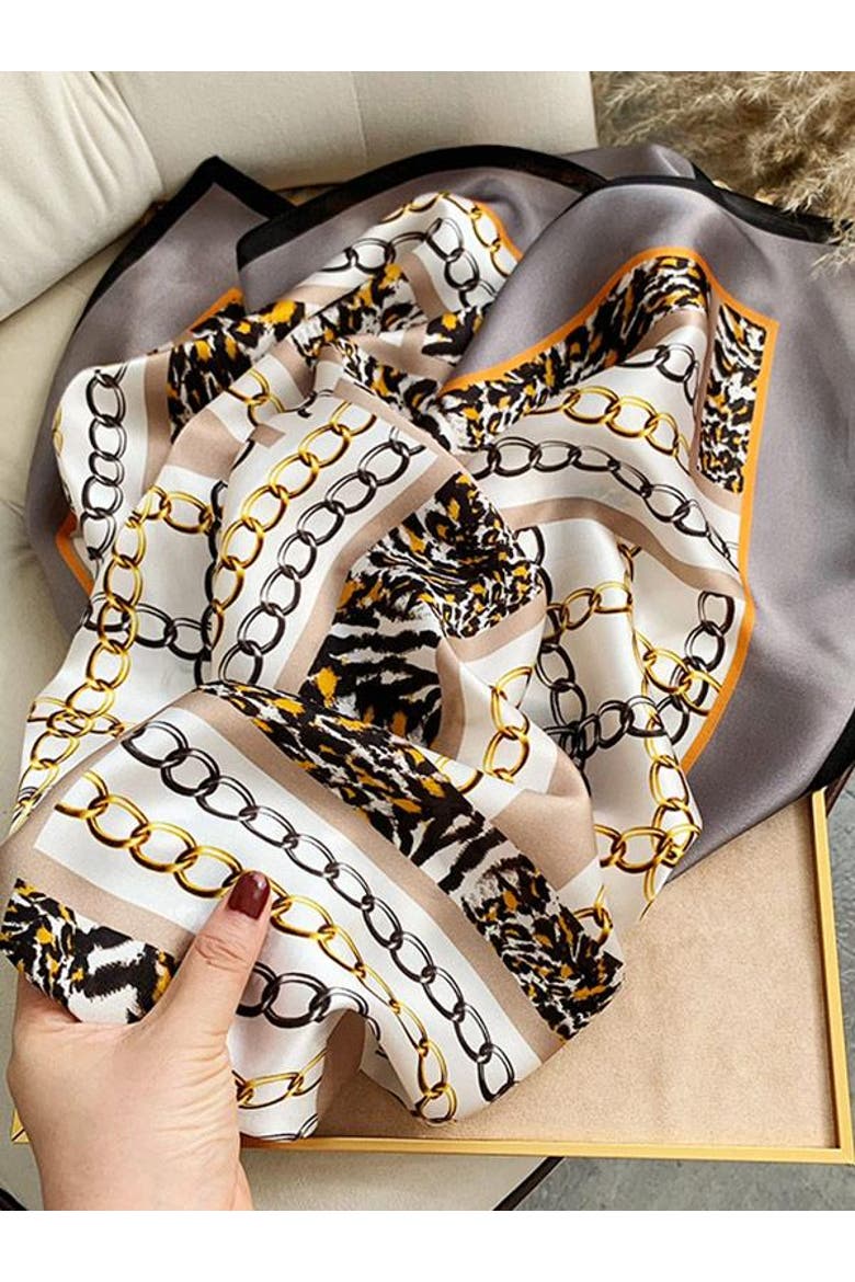 Silk Square Scarf, Alternate, color, Chain