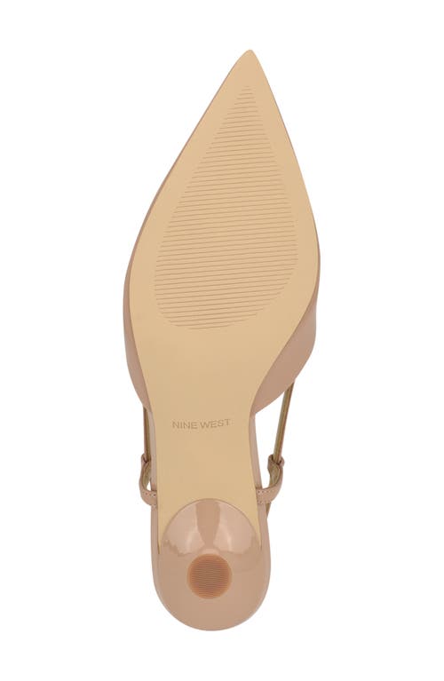 Nine West Rhonda Slingback Pointed Toe Kitten Heel Pump In Light Natural Patent