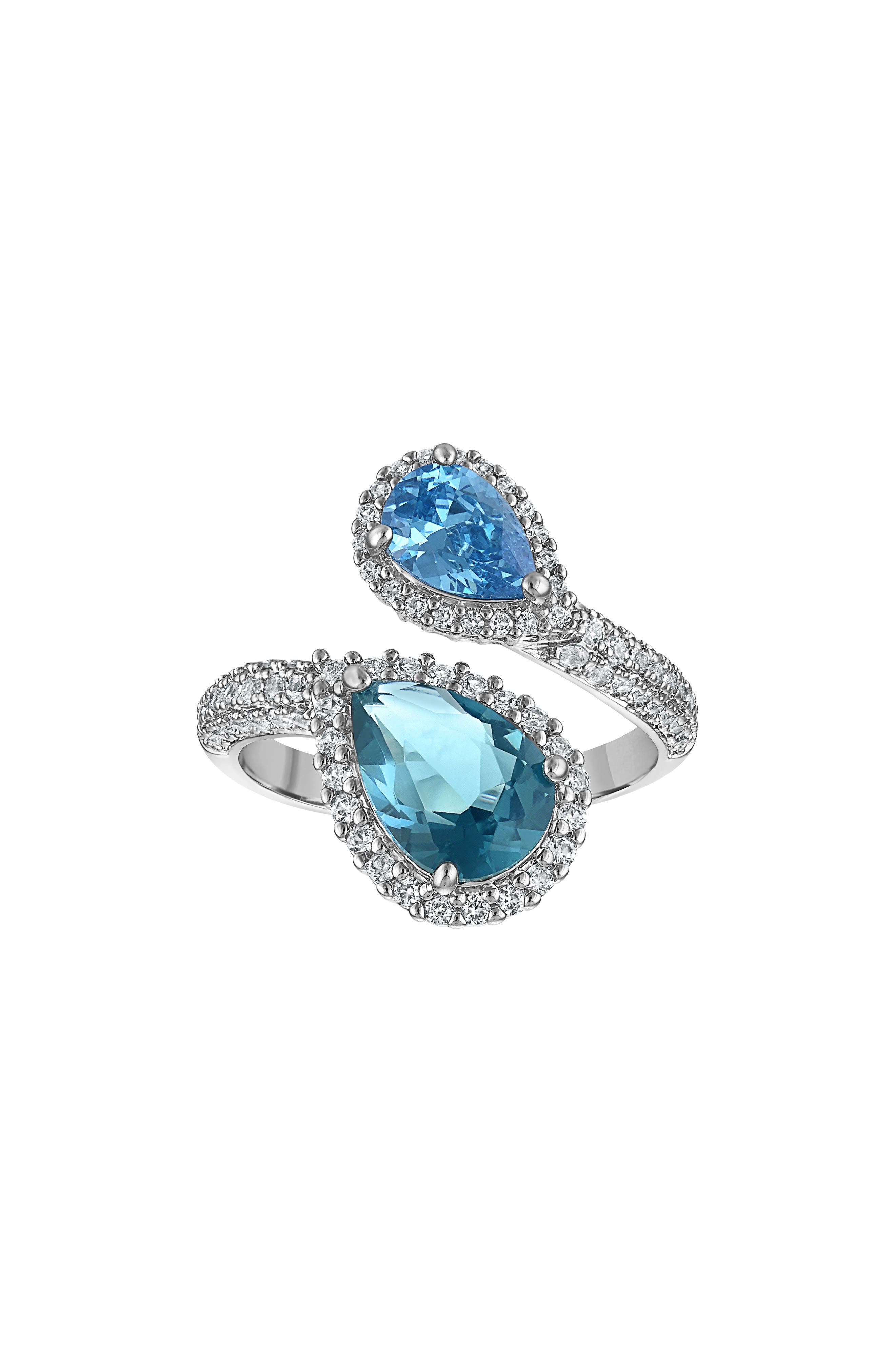 Pear Cubic Zirconia Bypass Ring