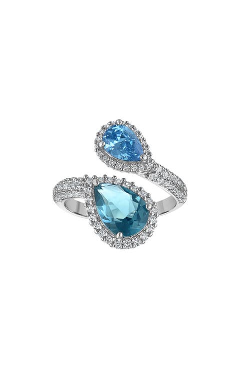 Pear Cubic Zirconia Bypass Ring