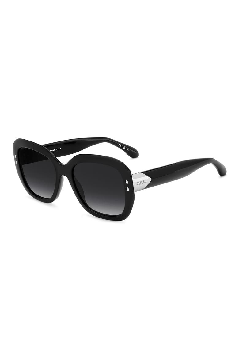 55mm Rectangular Sunglasses, Alternate, color, BLACK/ DARK GREY SF
