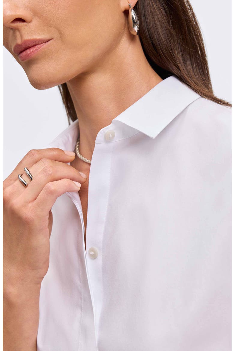 Brooke Grosgrain Trim Button-Up Shirt, Alternate, color, WHITE