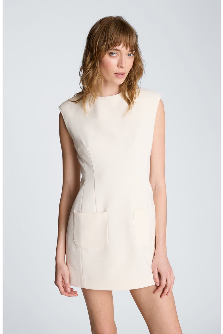 Sleeveless Patch Pocket Minidress, Alternate, color, EGGSHELL