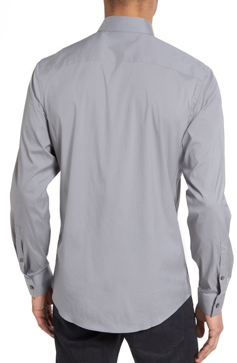 Calibrate Trim Fit Stretch Woven Sport Shirt, Alternate, color, Grey Sleet
