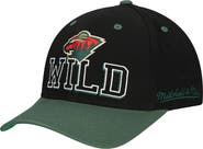 Mitchell & Ness Men's Mitchell & Ness Black/Green Minnesota Wild Backside Script 2-Tone Pro Crown Adjustable Hat