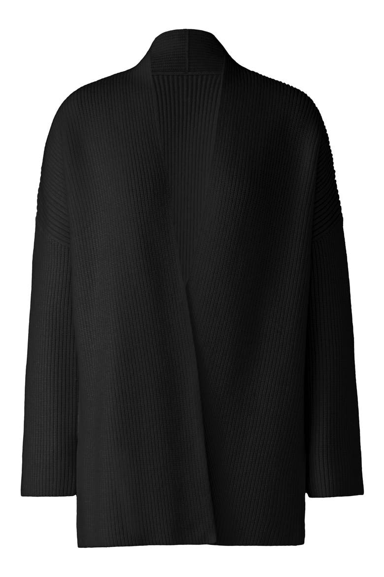 Rib Open Front Cardigan, Alternate, color, BLACK