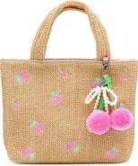 OMG Accessories Embroidered Cherry Straw Tote