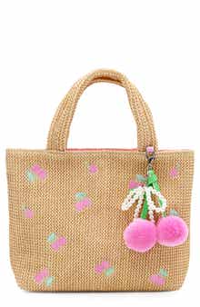 OMG Accessories Embroidered Cherry Straw Tote