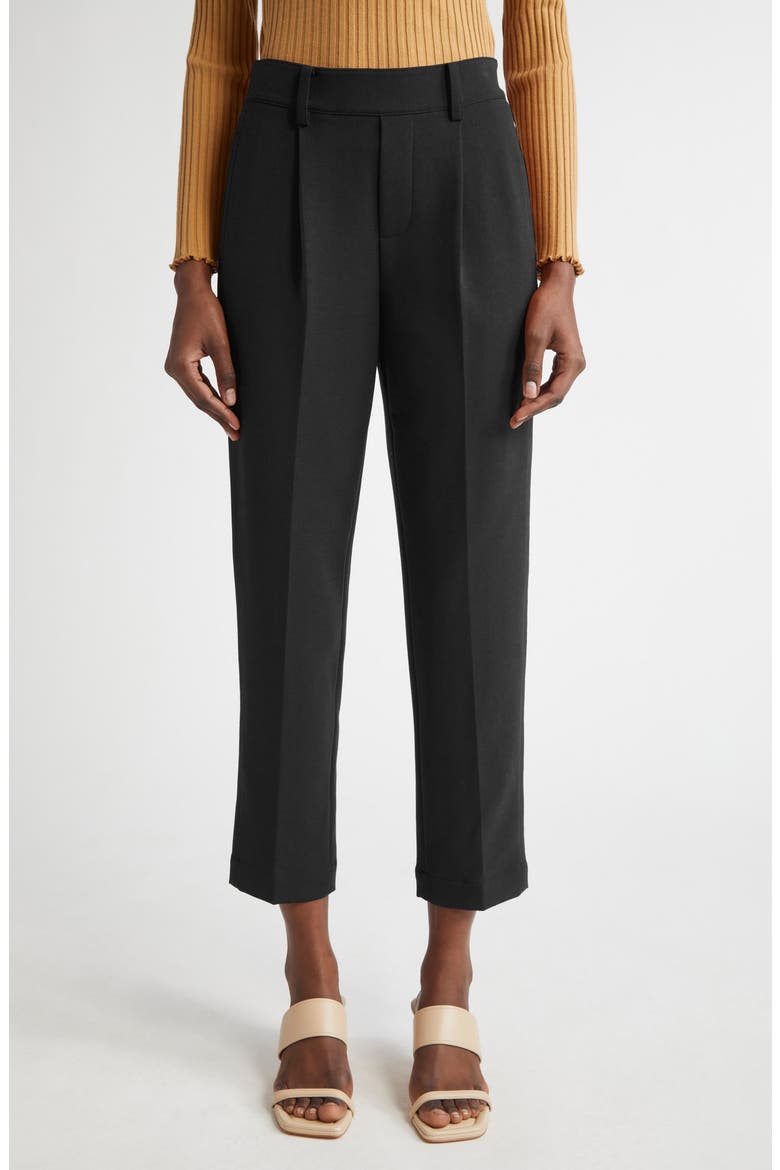 Pleated Pull-On Tapered Leg Pants, Main, color, BLACK