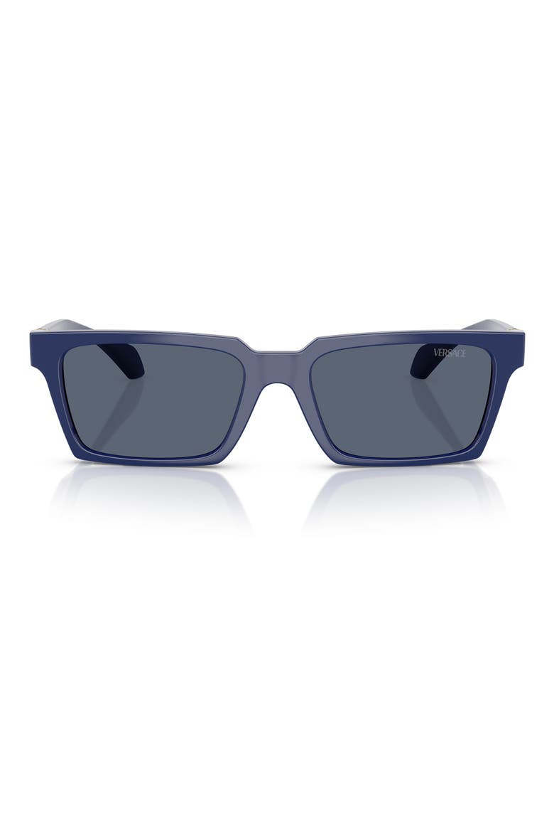 55mm Rectangular Sunglasses, Main, color, SOLID BLUE