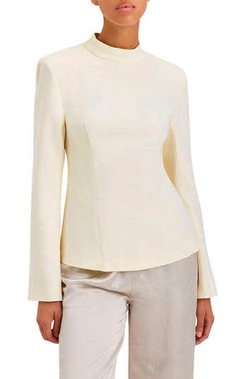 Solid & Striped The Ronit Open Back Long Sleeve Top In Ecru