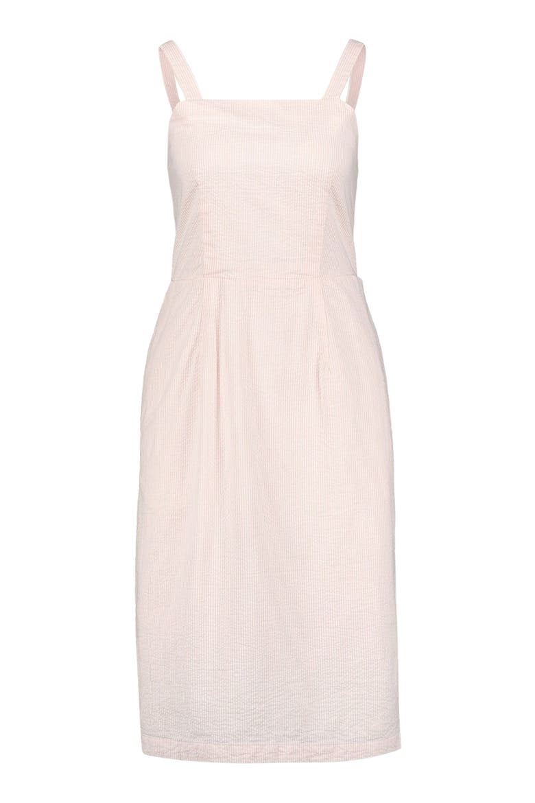 Women's Organic Seersucker Sheath Dress, Alternate, color, Light Pink Seersucker