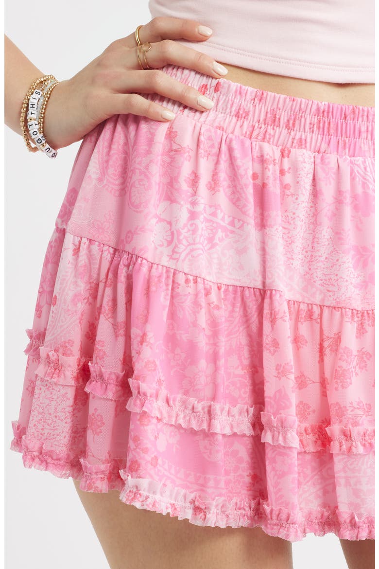 Ditsy Floral Mesh Miniskort, Alternate, color, PINK FLORA PAISLEY