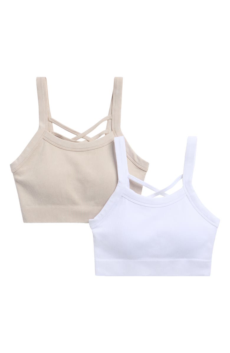 YOGALICIOUS Assorted 2-Pack Claire Seamless Sports Bra, Main, color, Mist Sand/ White