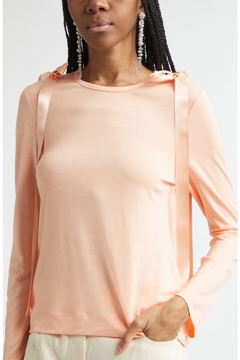 Bow Ribbon Tail Long Sleeve T-Shirt, Alternate, color, CLEMENTINE