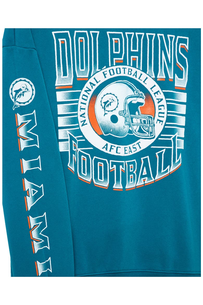 Miami Dolphins Oversize Striped Rib Fleece Crewneck Sweatshirt, Alternate, color, TEAL