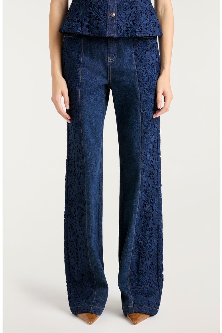 Francine Lace Detail Jeans, Main, color, NAVY/ OCEANE