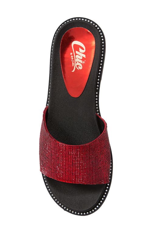 Lady Couture Rhinestone Slide Sandal In Red