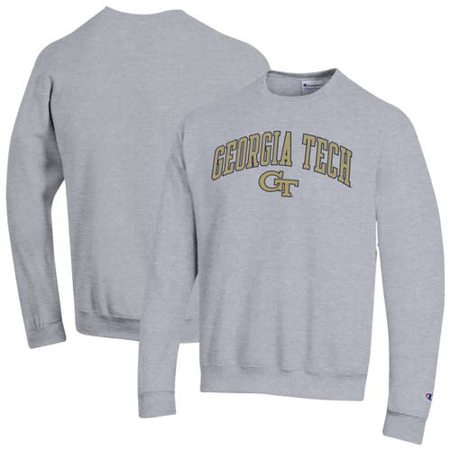 Champion Heather Gray Georgia Tech Yellow Jackets Arch Over Logo Pullover Sweatshirt