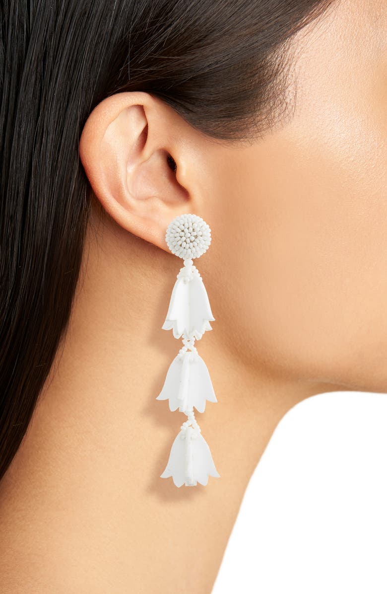 Oscar de la Renta Runway Bellflower Drop Earrings, Alternate, color, 