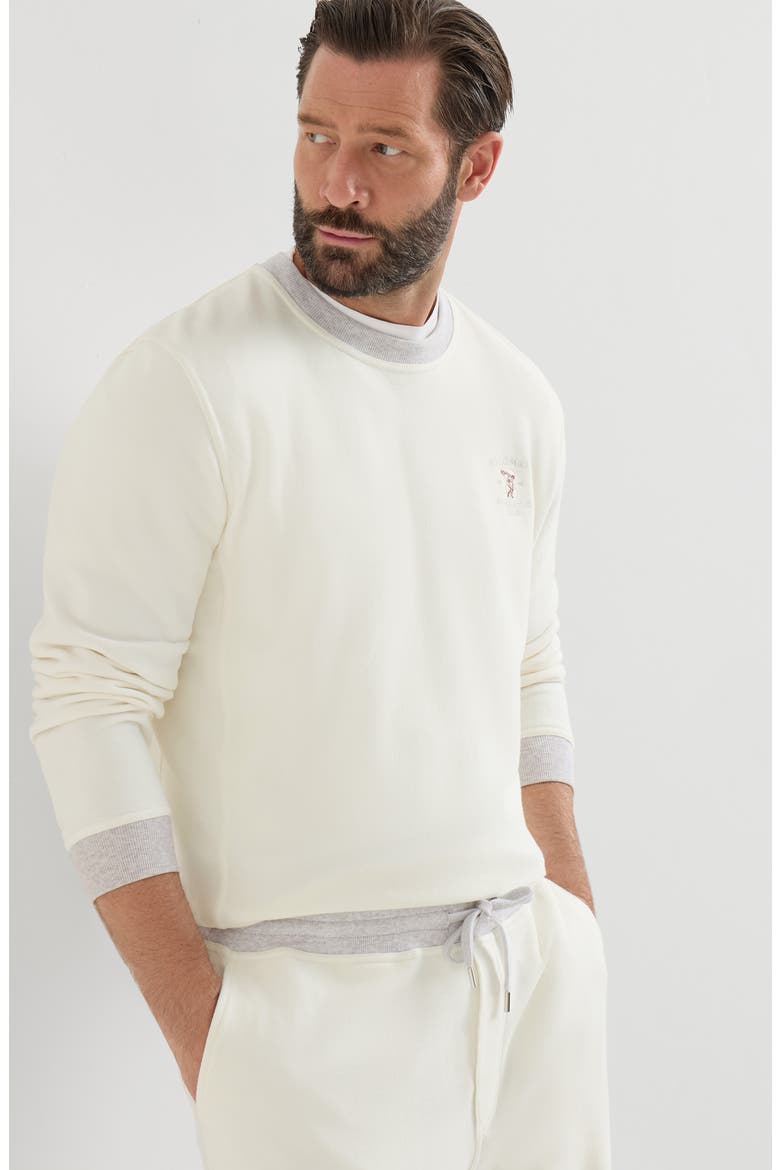 Cotton French terry sweatshirt with embroidery, Alternate, color, Off-White