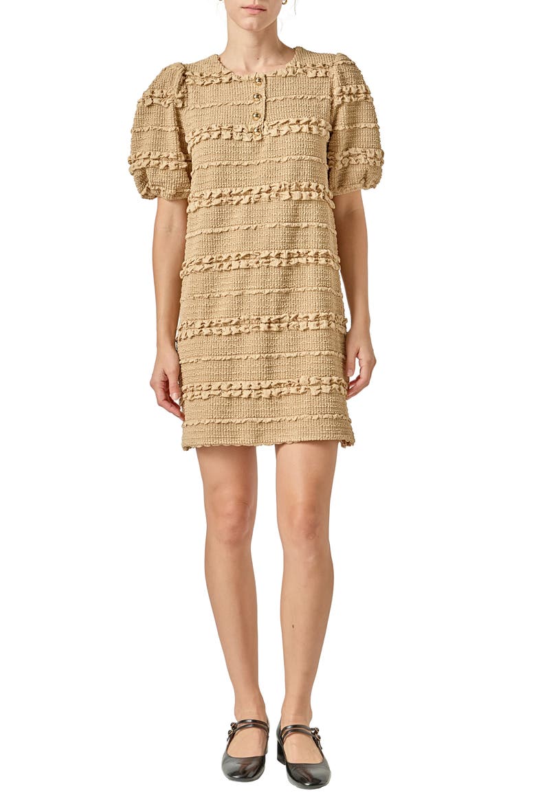 Smocked Minidress, Main, color, TAN