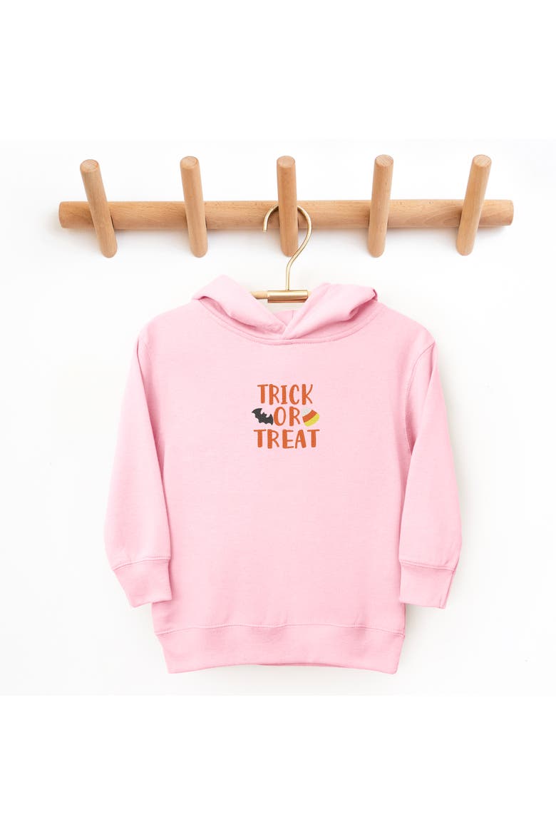 Embroidered Candy Corn Trick or Treat Toddler Hoodie, Alternate, color, Pink