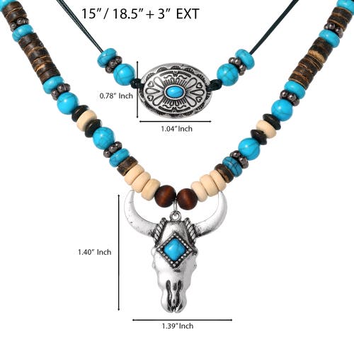 Jessica Simpson Beaded Layered Necklace In Blue