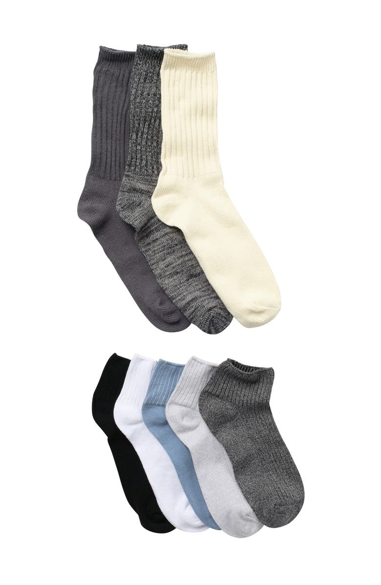 Christian Siriano High Ankle & Crew Lengths Socks - Pack of 8, Main, color, 