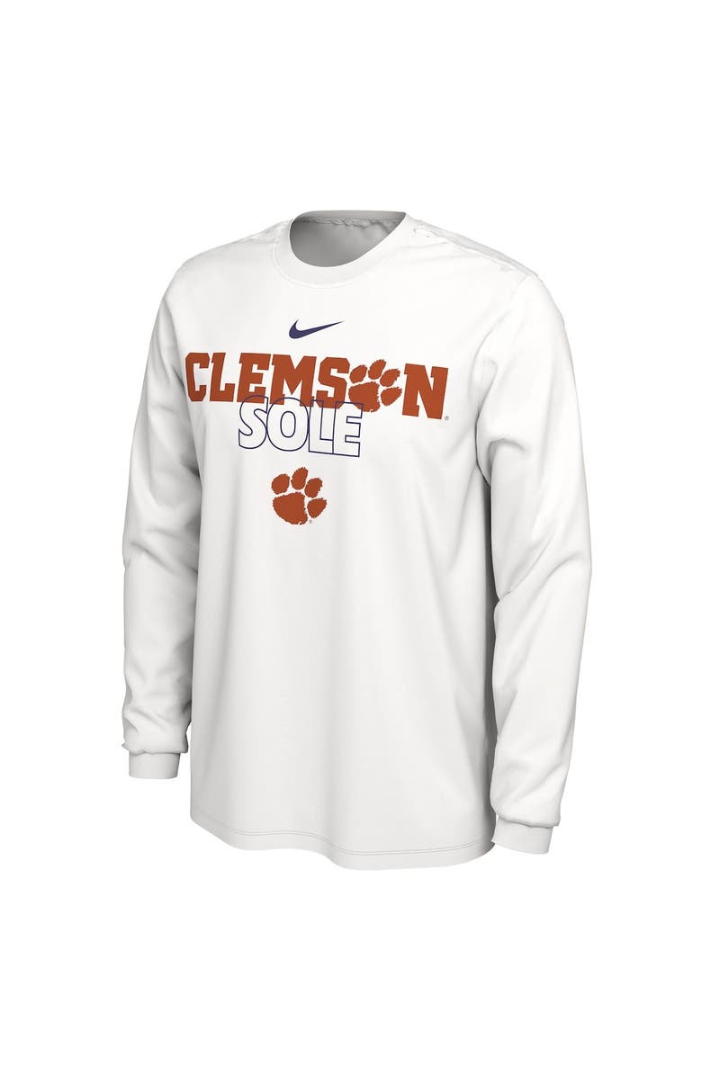 Nike White Clemson Tigers 2023 On Court Bench Long Sleeve T-Shirt, Alternate, color, 