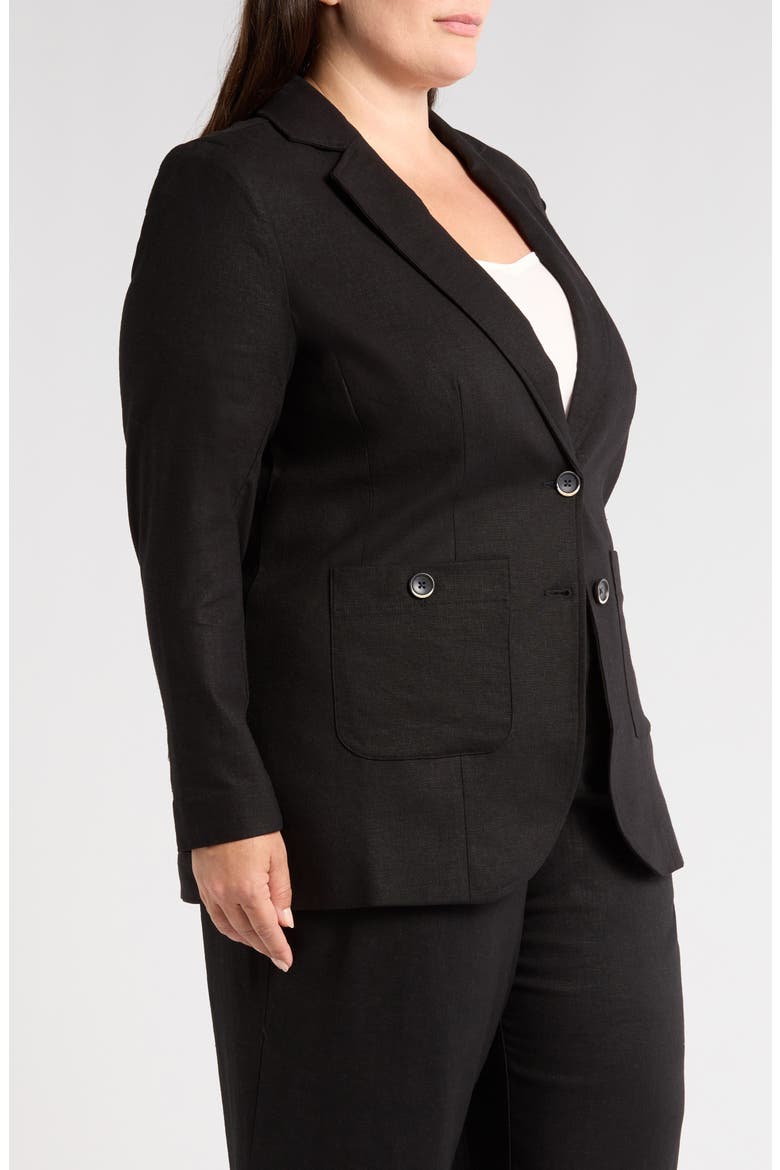 Coastal Linen Blend Blazer, Alternate, color, BLACK