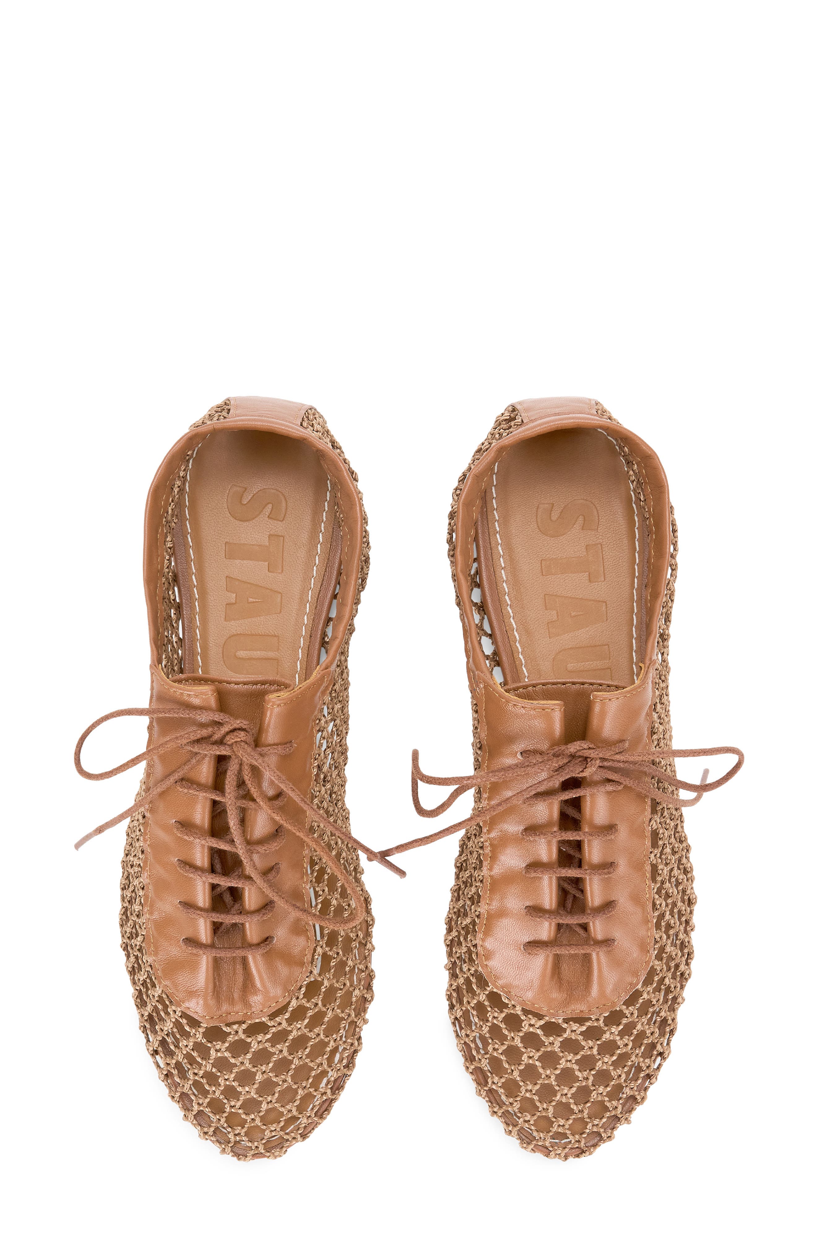 STAUD Kit Lace-Up Flat, Alternate, color, Tan