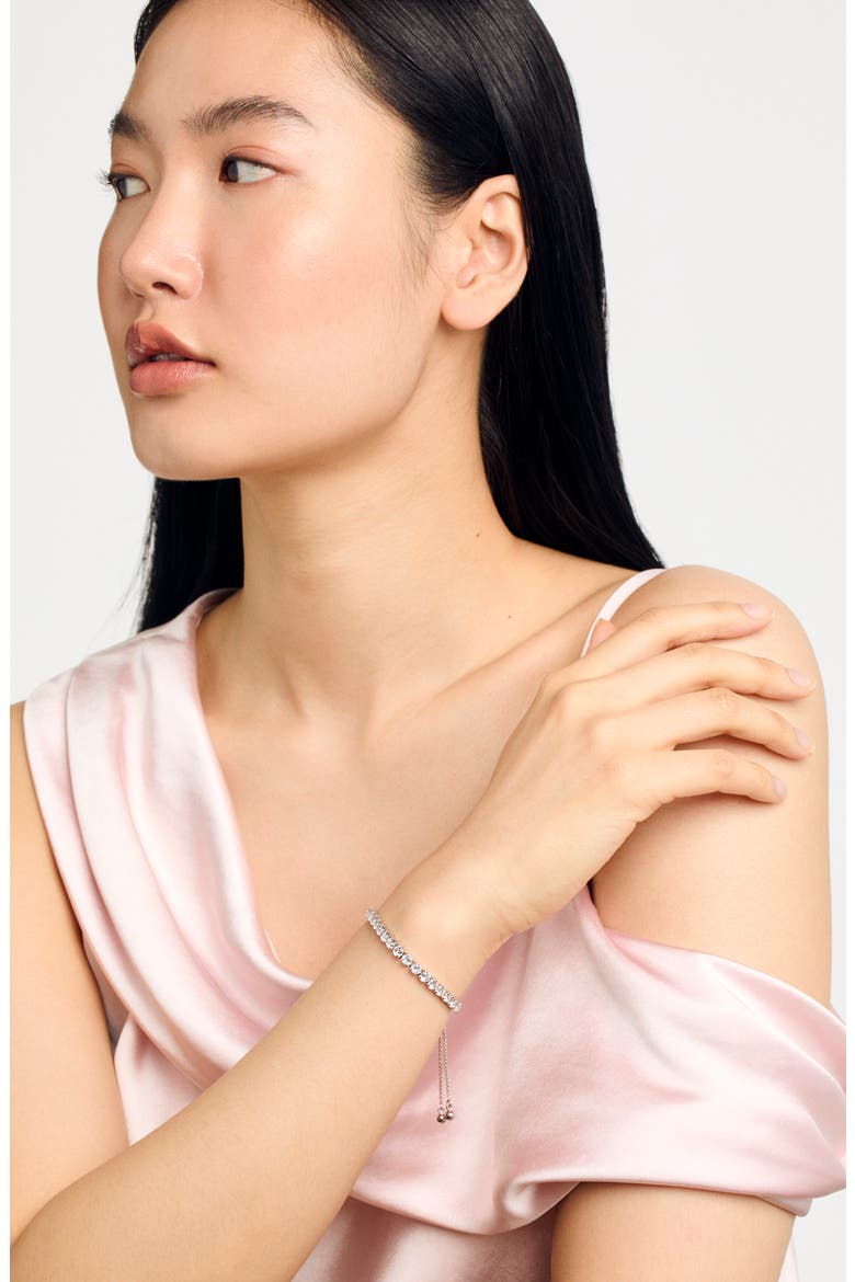 Melrah Icon Crystal Slider Tennis Bracelet, Alternate, color, SILVER TONE CLEAR CRYSTAL