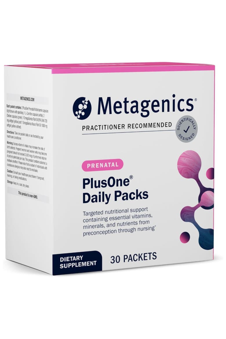 PlusOne Daily Prenatal Vitamin Packs with Folate Omega-3 DHA Choline Probiotics 30 Packets, Main, color, None