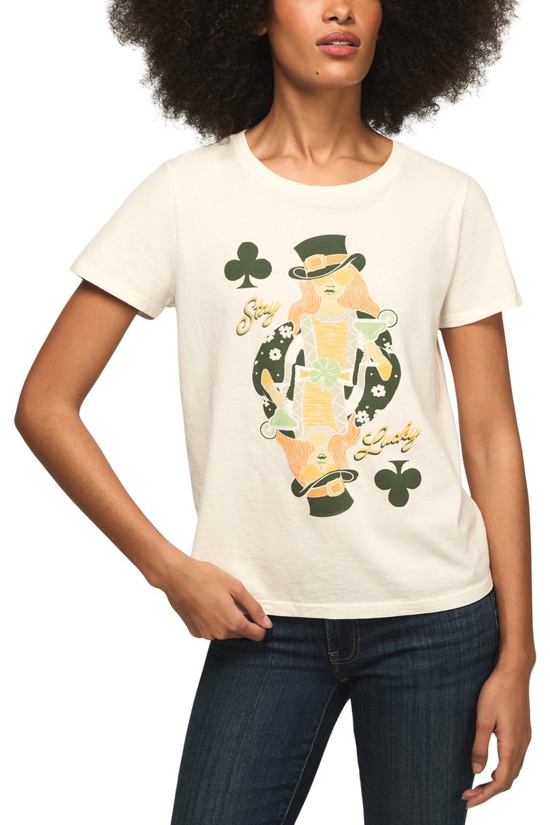 Stay Lucky Cotton T-Shirt, Main, color, GARDENIA