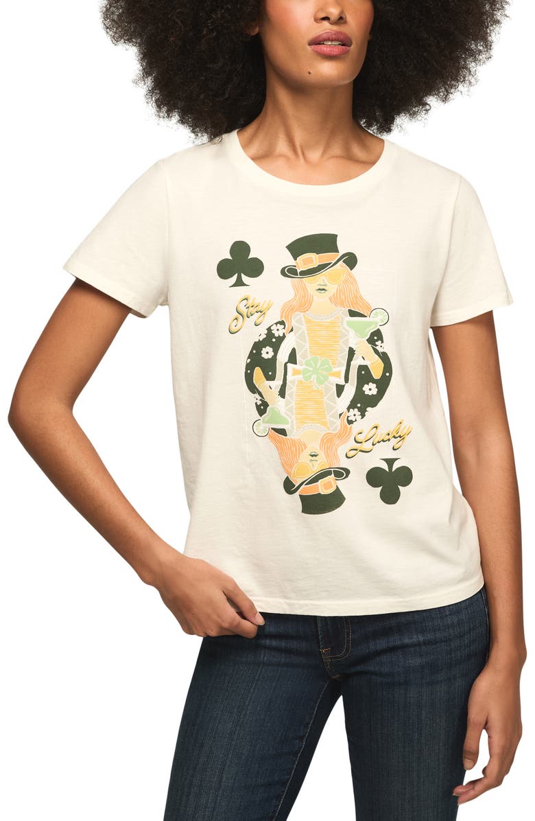 Lucky Brand Stay Lucky Cotton T-Shirt, Main, color, Gardenia