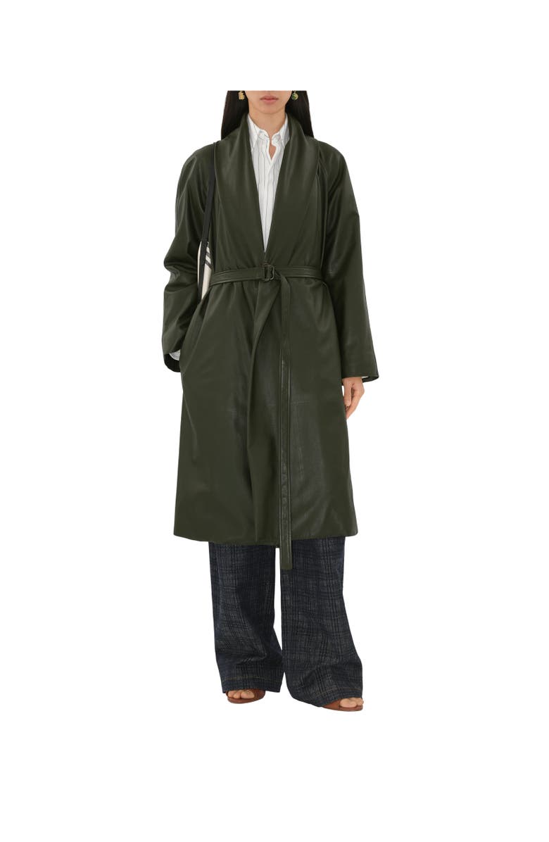 Burberry Leather Wrap Coat, Alternate, color, Shale