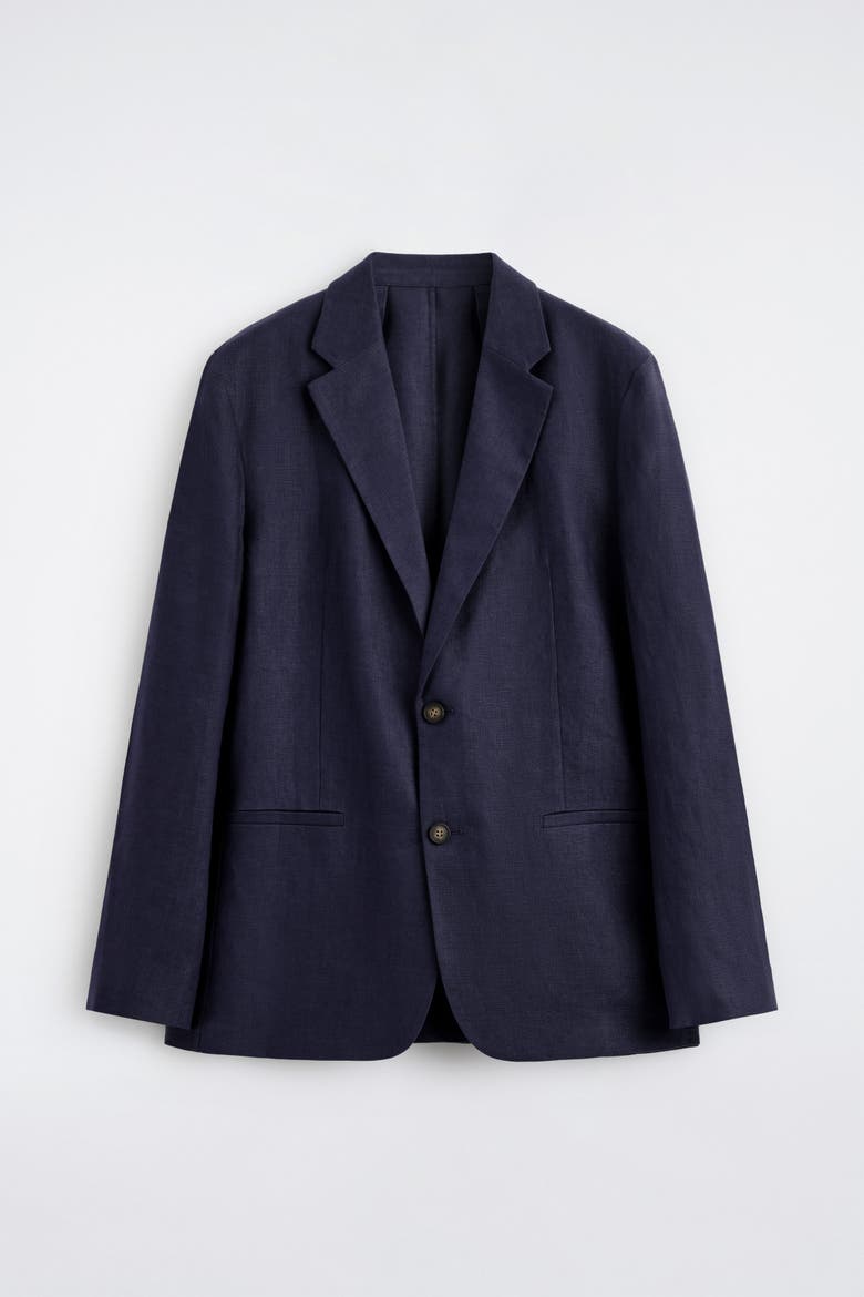 Single-breasted Linen Blazer, Alternate, color, NAVY