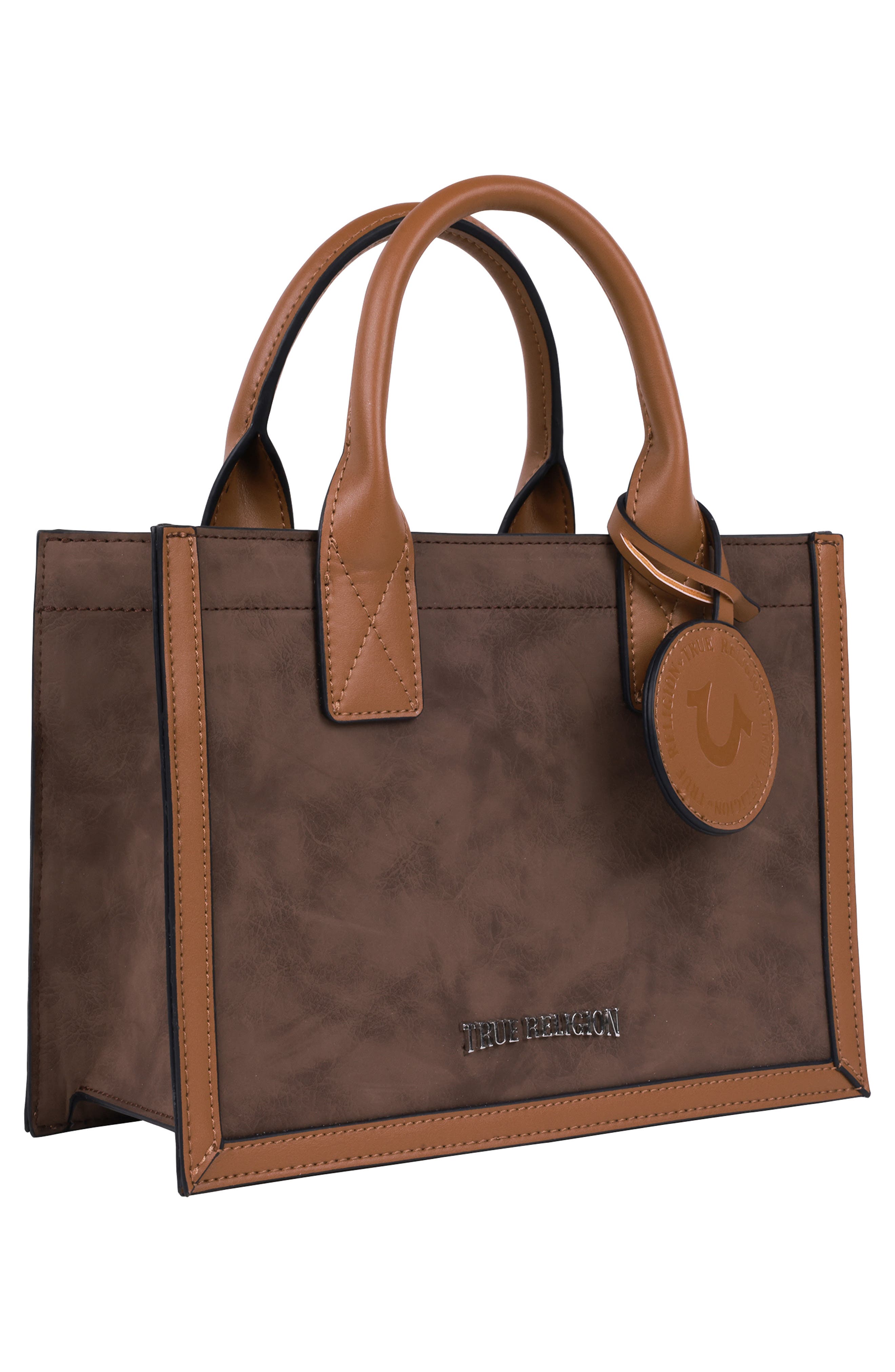 Top Handle Box Tote Bag, Alternate, color, BROWN
