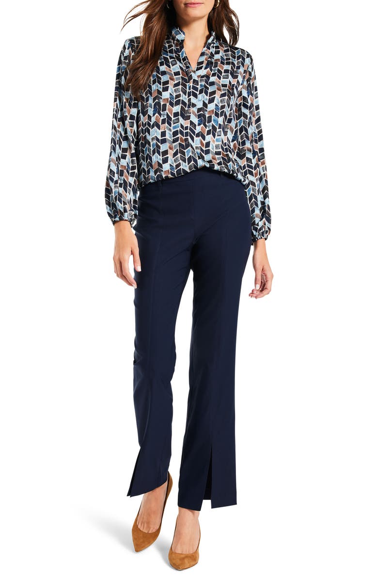 NIC+ZOE Herringbone Blues Split Neck Top, Alternate, color, 