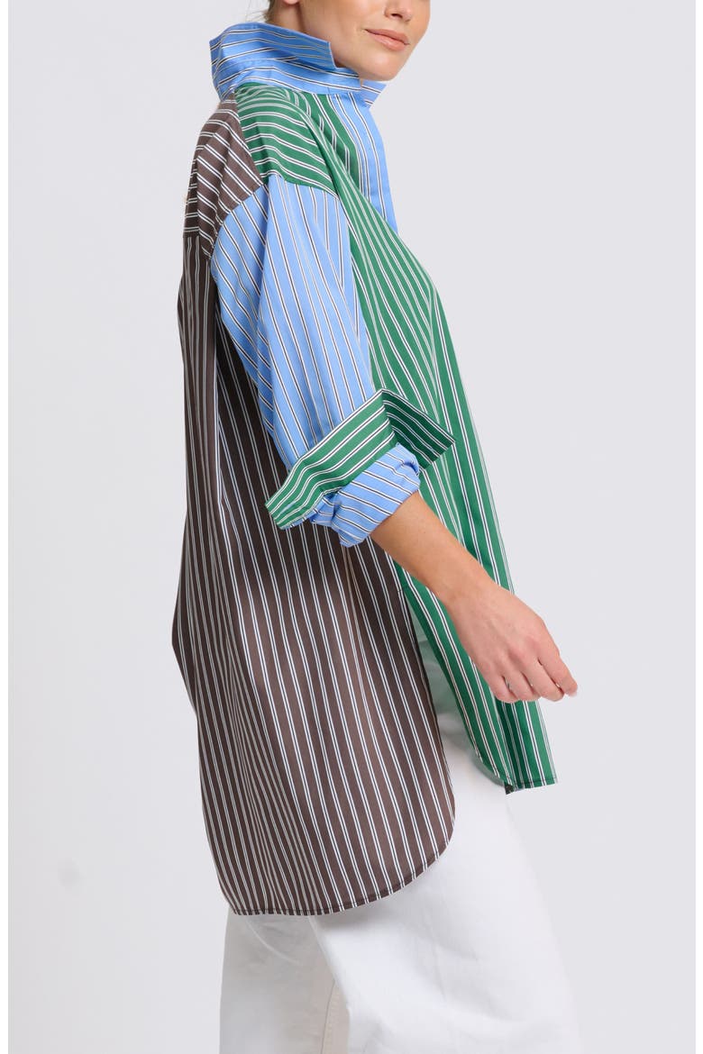 Stripe Boyfriend Shirt, Alternate, color, CHOCOLATE COMBO