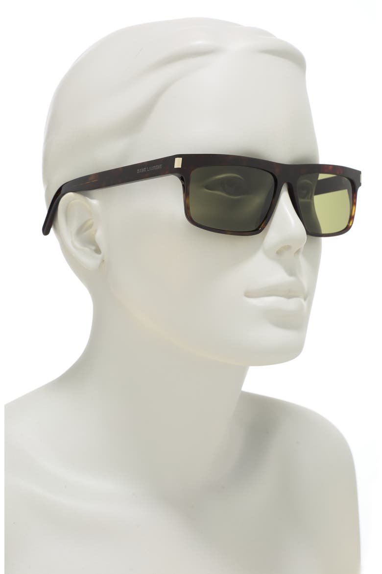 57mm Rectangle Sunglasses, Alternate, color, HAVANA HAVANA GREEN/GRN